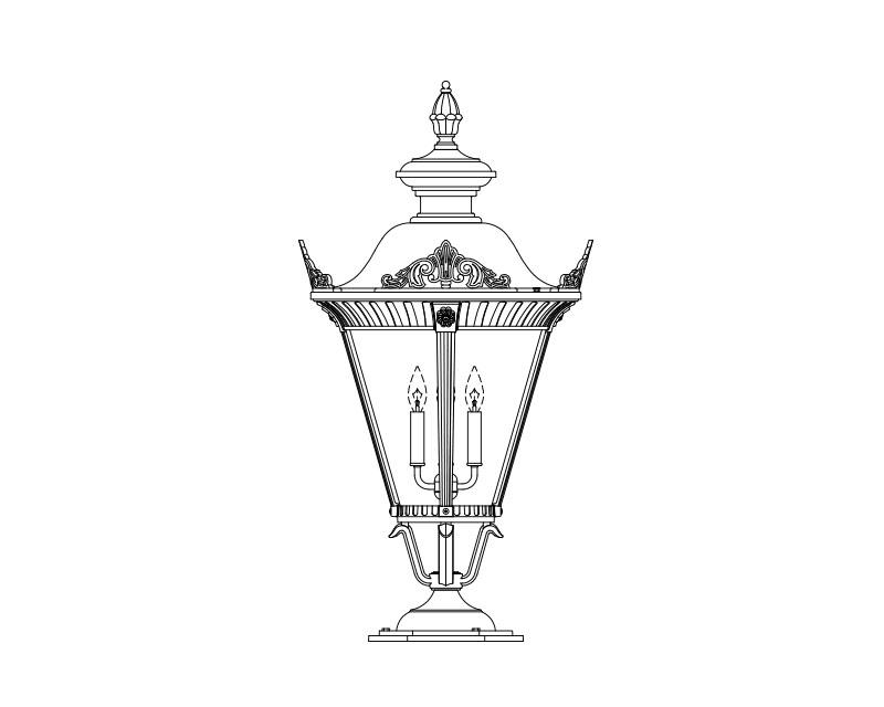 Stockholm, Large, aluminum, Pier Mount, Clear acrylic, (4) 60W B10, 120V